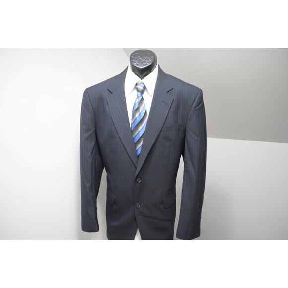 Jos A Bank Wool Dark Navy Striped 2 Piece Suit Pants Jacket Mens Sz 34 x 31 42 L - Picture 1 of 15